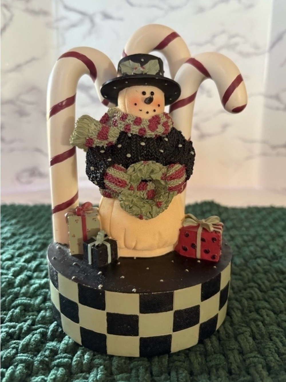 Artisan Flair Snowman Musical Box-Music is Winter Wonderland-Preowned, EUC